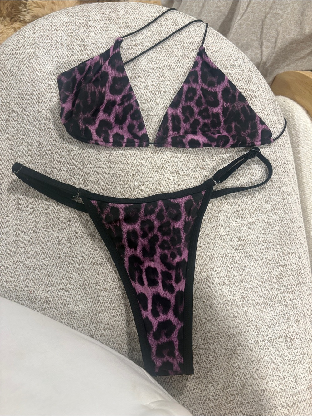Purple Leopard Triangle Bikini Set